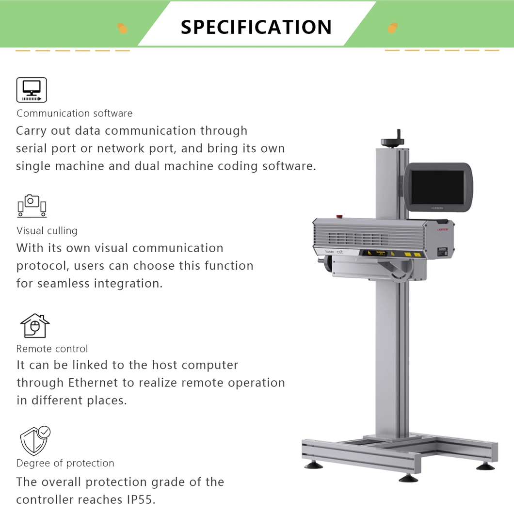 30W 40W 60W CO2 Laser Marking Glass Pet Bottle Rubber Leather Carton Acrylic Laser Marker Wood Laser Marker Machine Package Paper Box Plastic Wooden